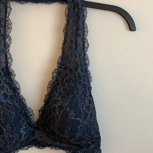 NWT Blue and gold lace bralette